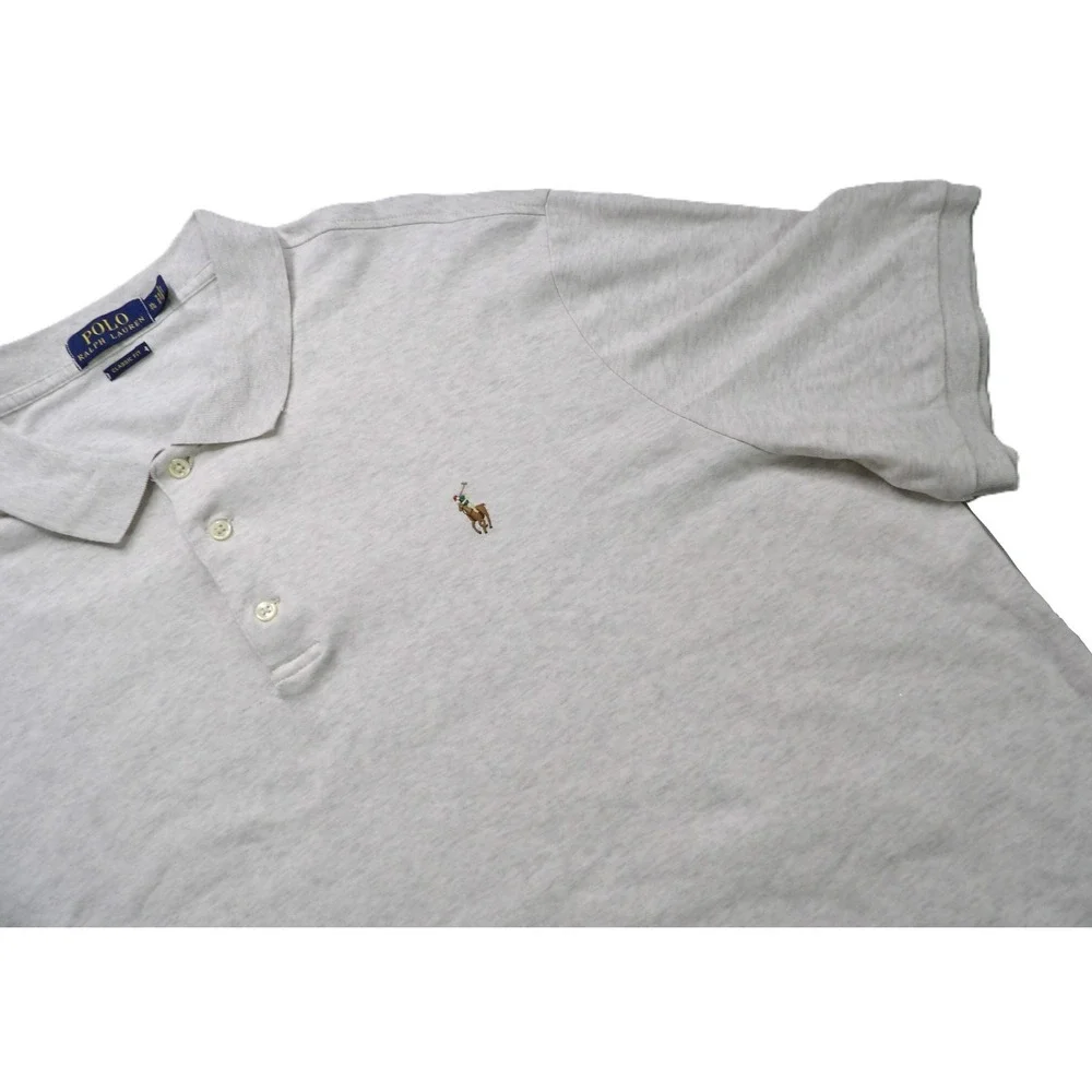 Polo Ralph Lauren Shirt Men XL Classic Fit Gray Cotton Short Sleeves Flesh Pony